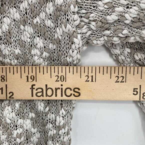 Eileen Fisher Taupe & White Cotton Silk Nylon Nubble Knit Simple Cardigan - Picture 6 of 7